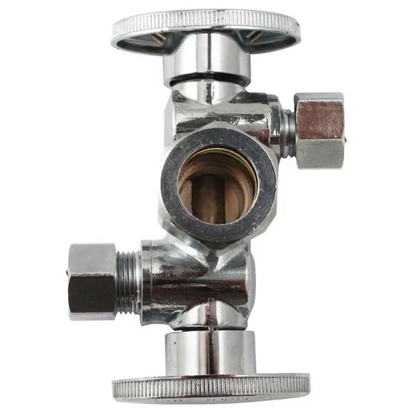 Dual ShutOff Valve, 58 x 38 x 38 in Connection, Compression, 250 psi Pressure, Brass Body, Plumb Pak, Mfr#: K2903DHLF